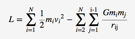 Classical Lagrangian of a gravitational N-body system